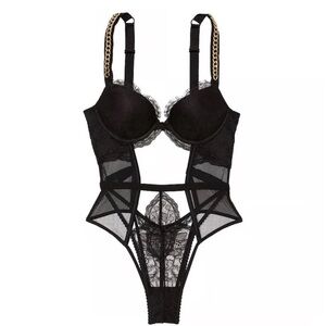 NWOT Victoria’s Secret Bodysuit with Gold Chain Strap Detail